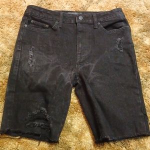 Distressed black shorts